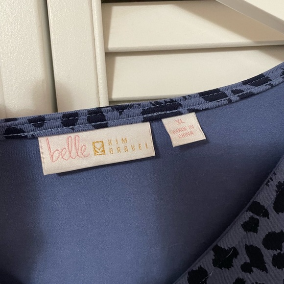 Belle by Kim Gravel XL TripleLuxe Knit Animal Print Duet Top Cotton Blend - Picture 7 of 9